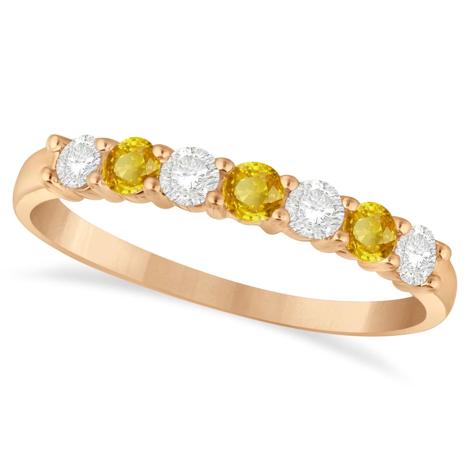 Diamond & Yellow Sapphire 7 Stone Wedding Band 14k Rose Gold (0.50ct)