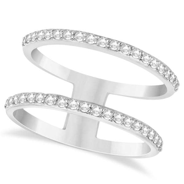 Double Open Circle Abstract Diamond Ring Band 14k White Gold 0.40ct