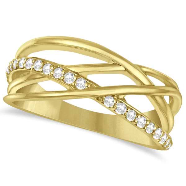 Intertwined Diamond Ring Abstract Design 14k Y. Gold 0.27ct