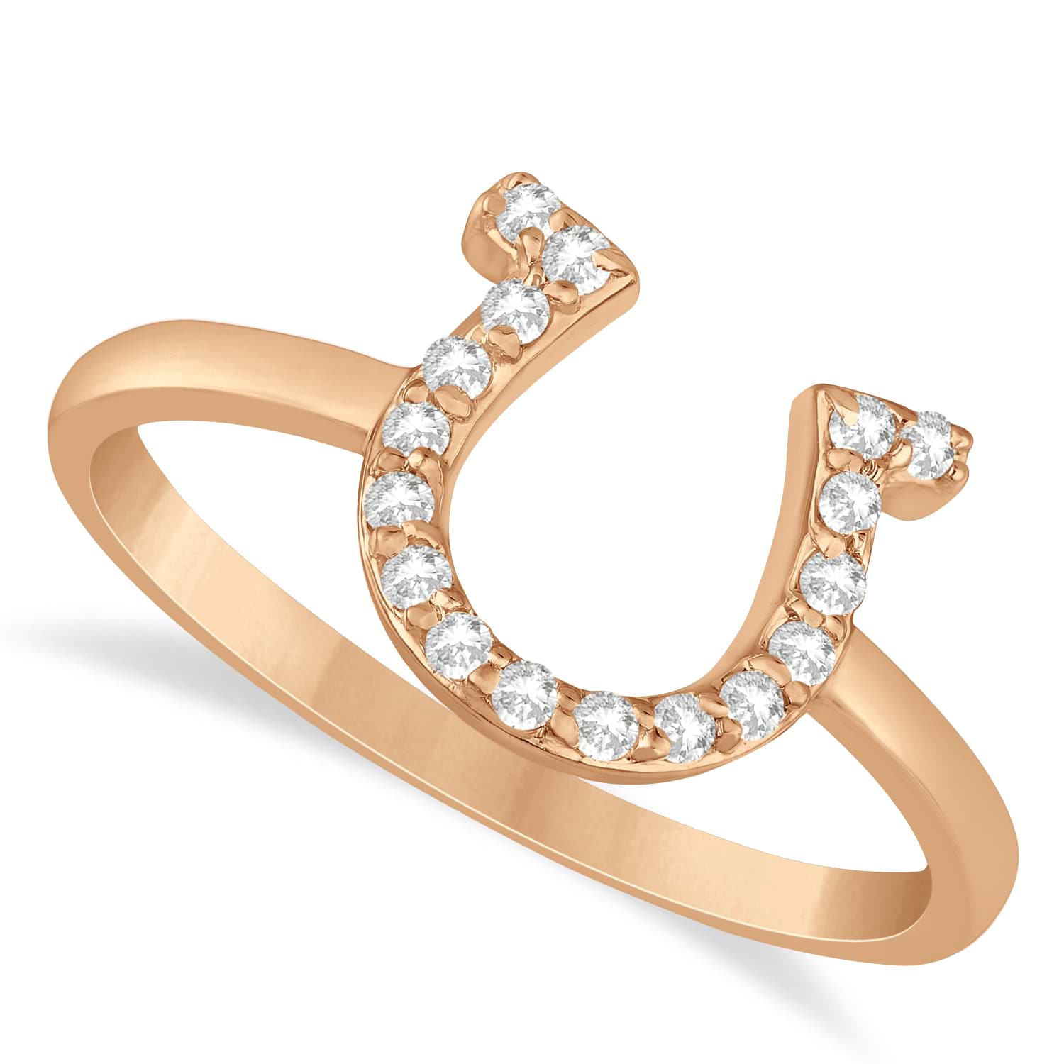 Diamond Horseshoe Ring 14k Rose Gold (0.15ct)