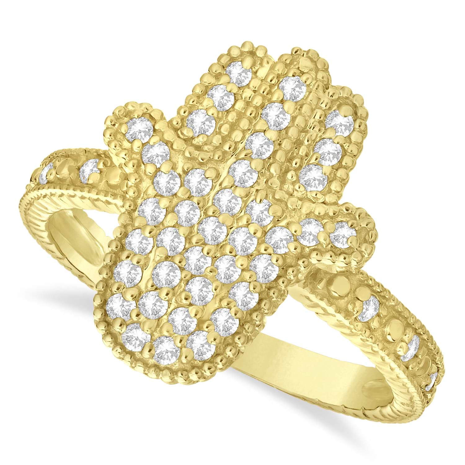 Diamond Hamsa Ring 14k Yellow Gold (0.41ct)