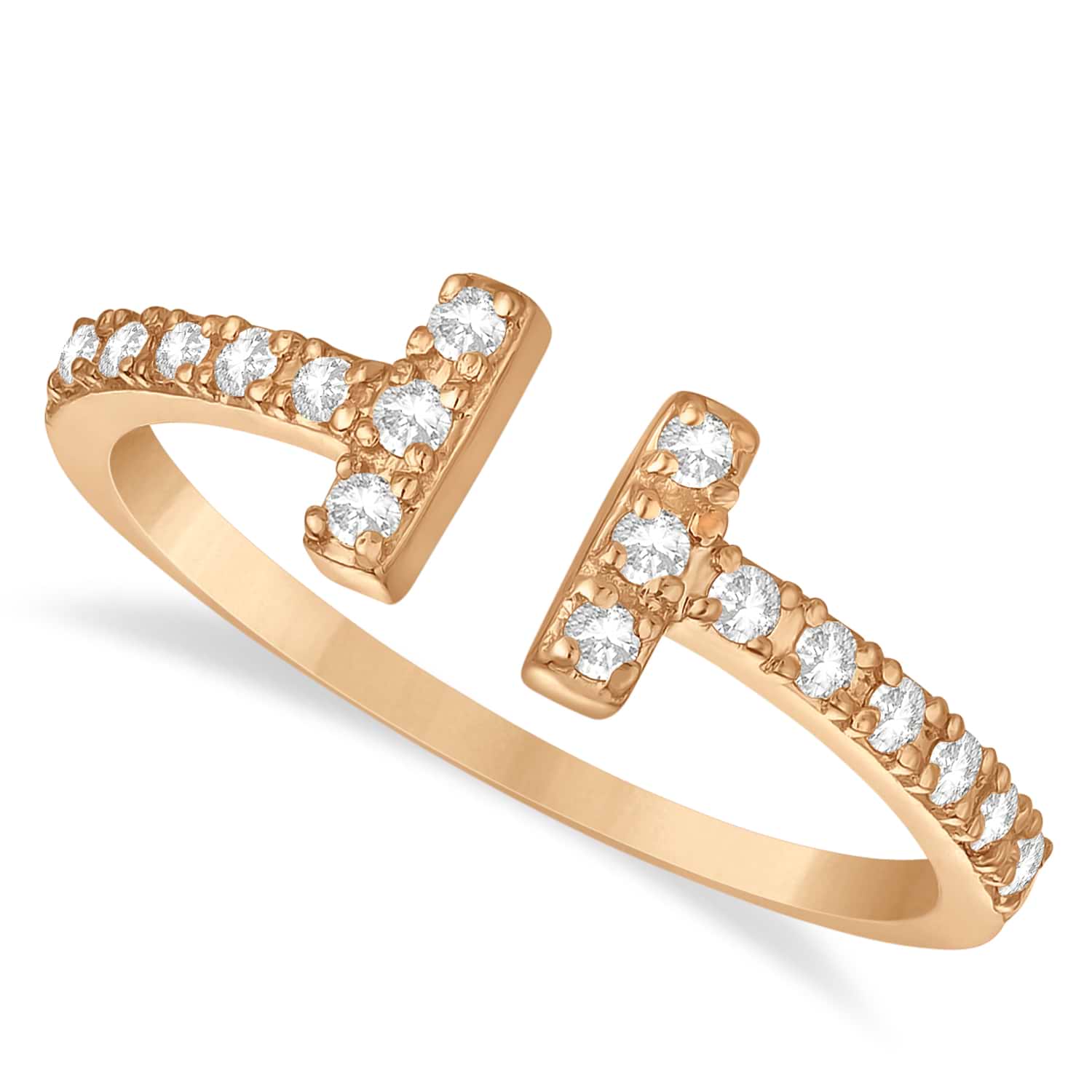 Diamond Accented T-Shape Ring 14k Rose Gold (0.25ct)