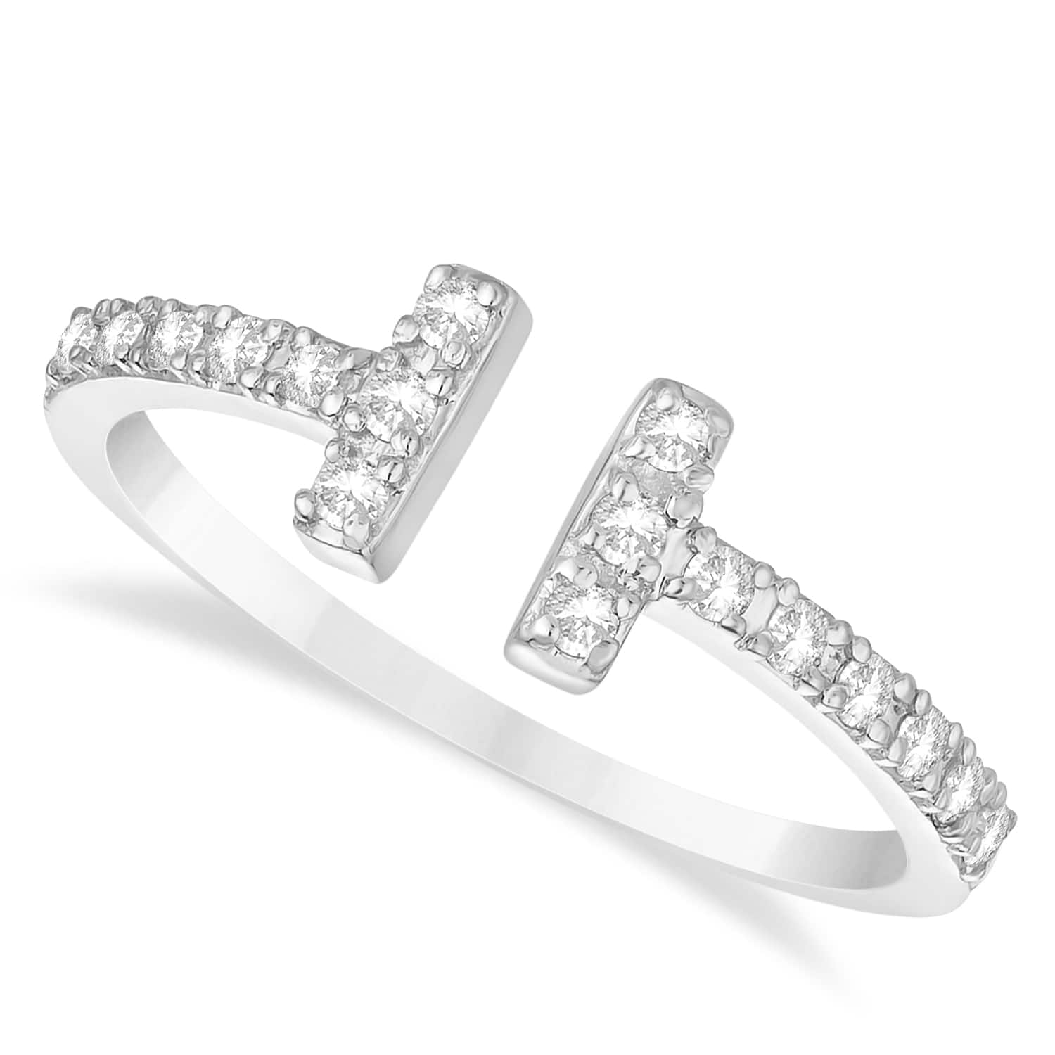 Diamond Accented T-Shape Ring 14k White Gold (0.25ct)