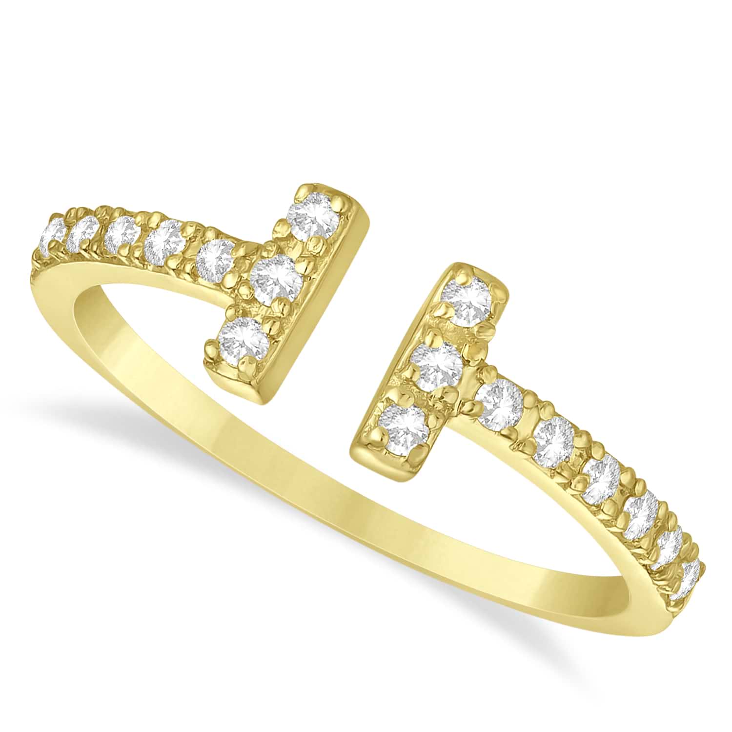 Diamond Accented T-Shape Ring 14k Yellow Gold (0.25ct)