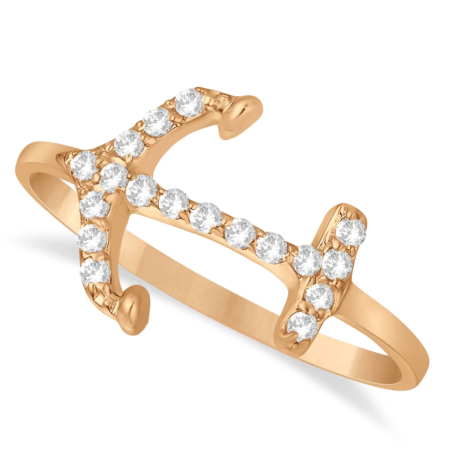 Diamond Anchor Ring 14k Rose Gold (0.16ct)