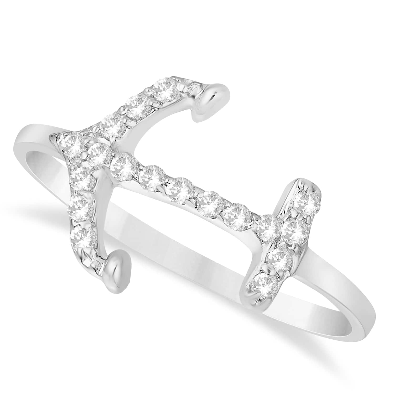 Diamond Anchor Ring 14k White Gold (0.16ct)