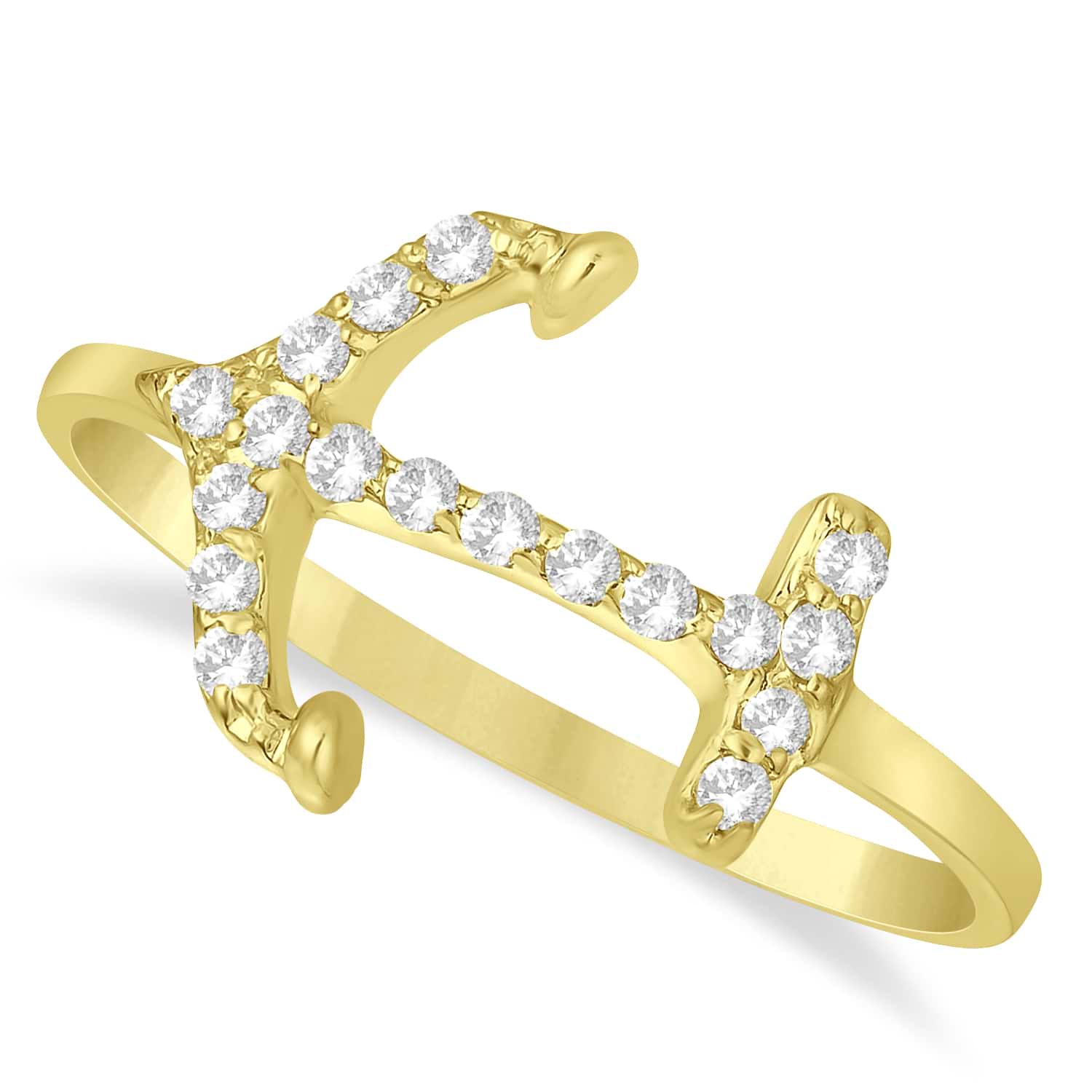 Diamond Anchor Ring 14k Yellow Gold (0.16ct)