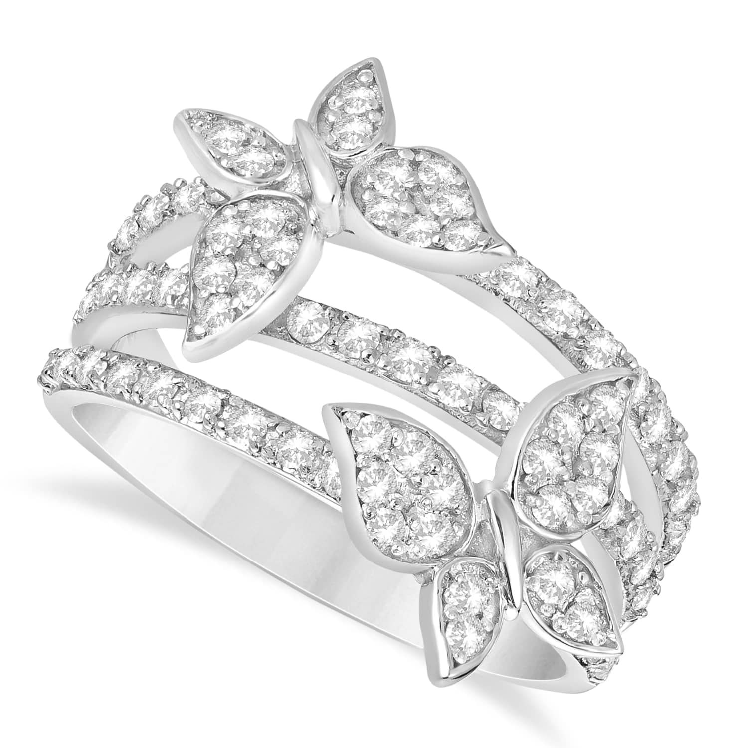 Diamond Butterfly Ring 14k White Gold (0.75ct)