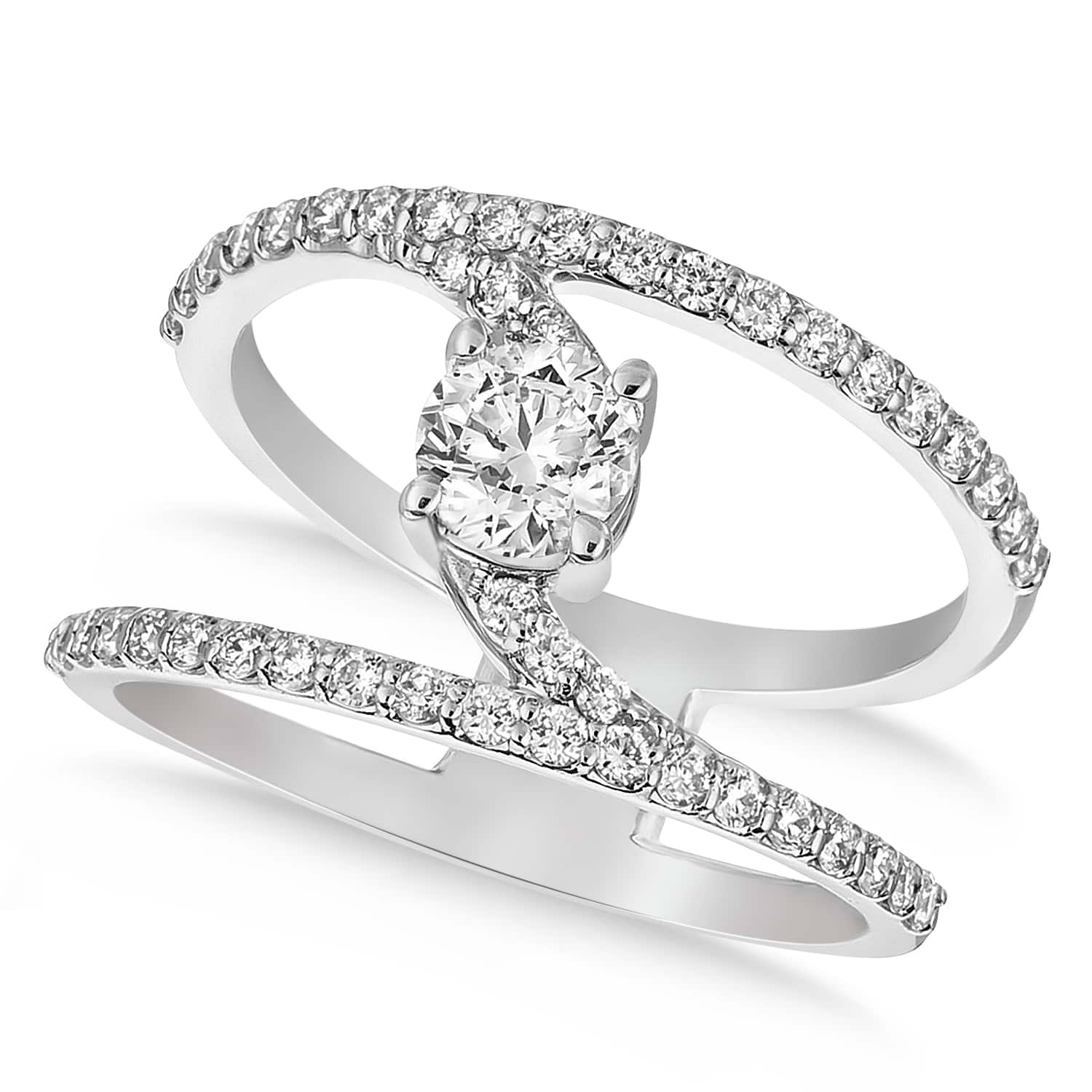 Diamond Adorned Negative Space Diamond Ring 14k White Gold (1.00ct)