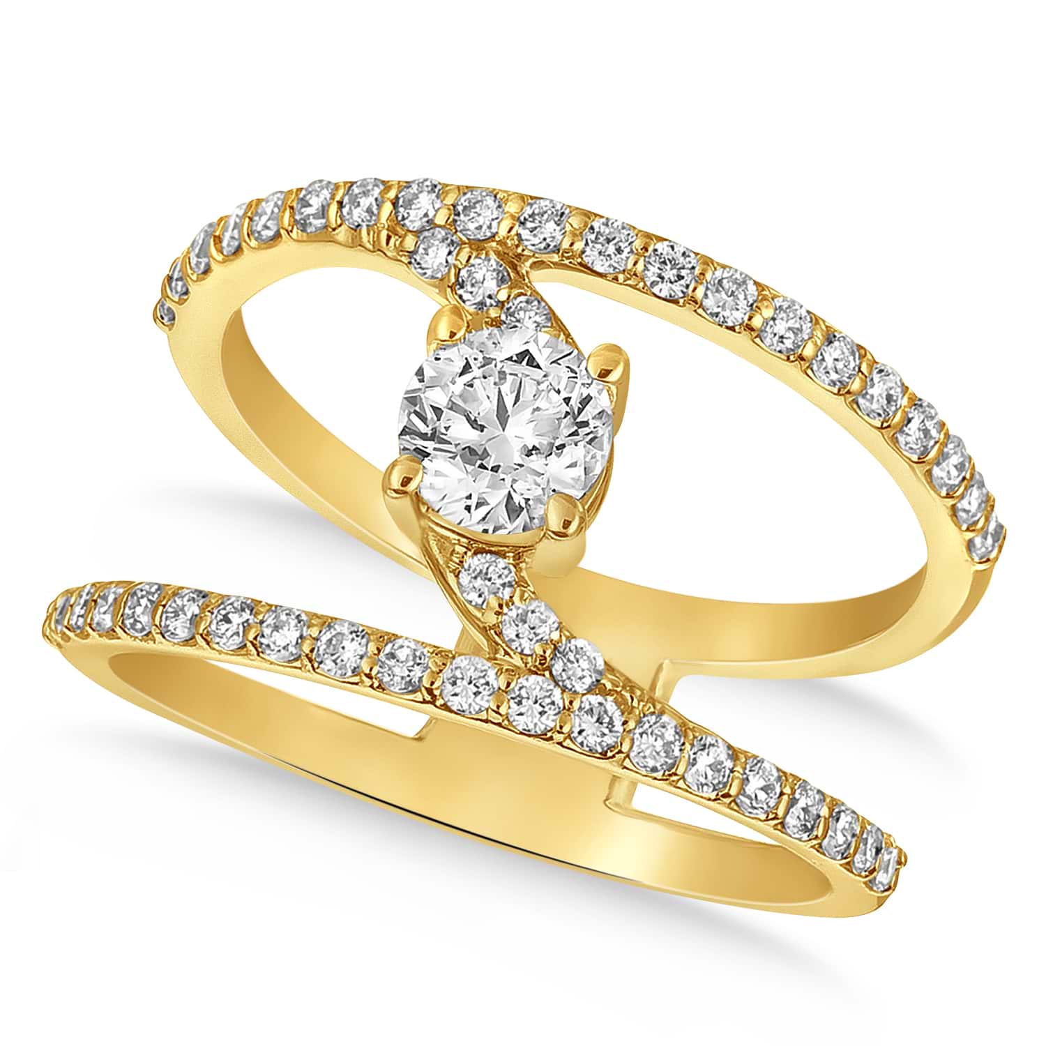 Diamond Adorned Negative Space Diamond Ring 14k Yellow Gold (1.00ct)
