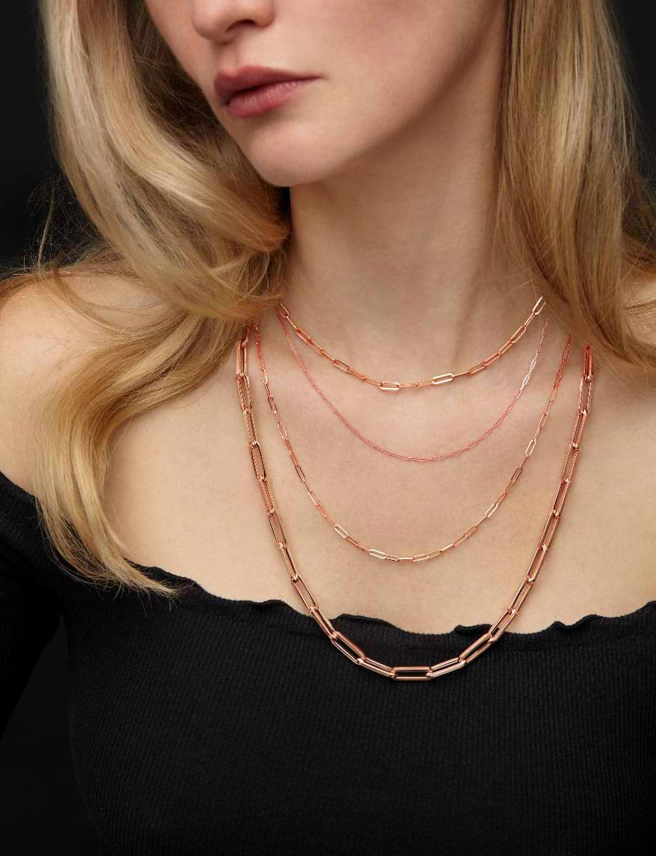 Large Paperclip Link Chain Necklace 14k Rose Gold (6.1mm)