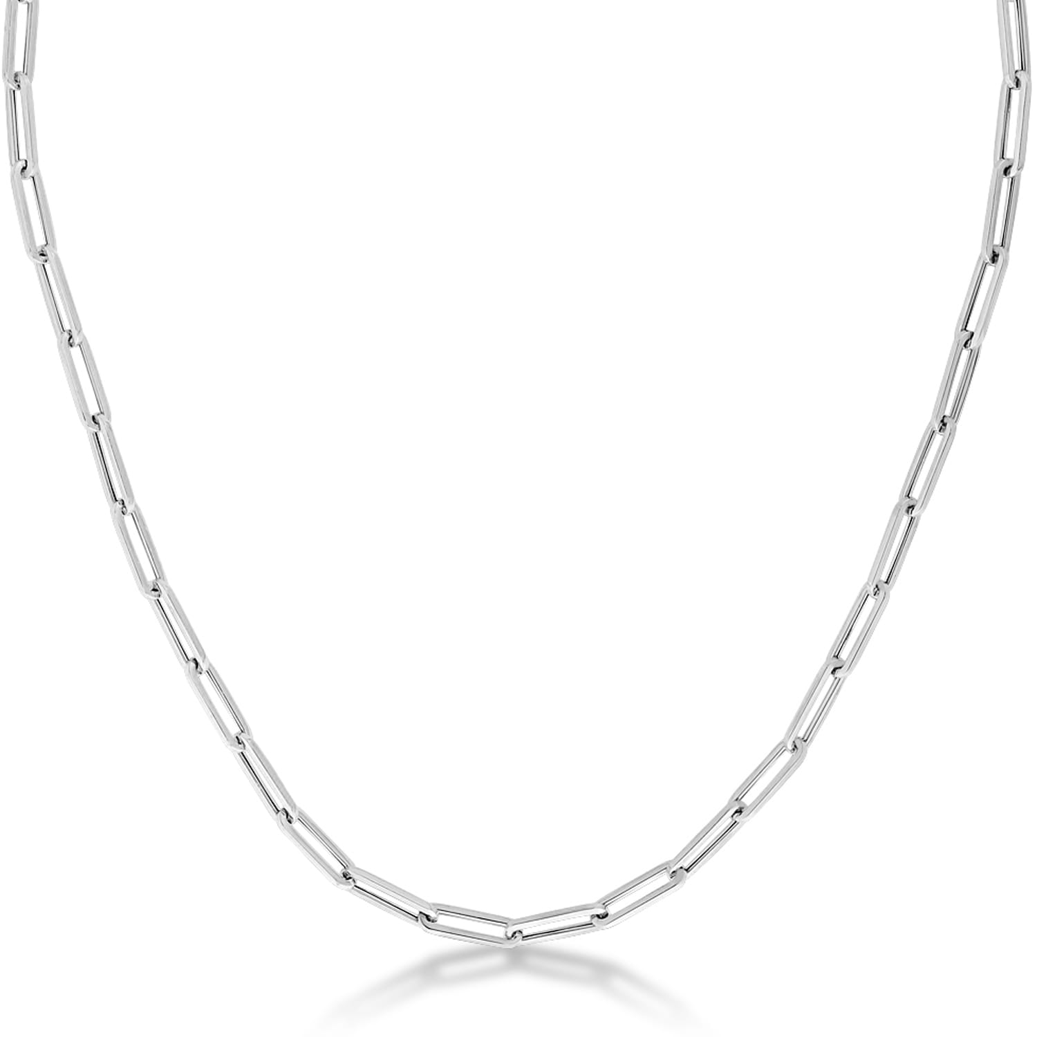 Medium Paperclip Link Chain Necklace 14k White Gold (4.2mm)