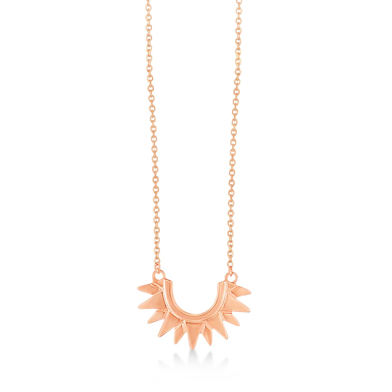 Sunburst Shaped Pendant Necklace 14k Rose Gold