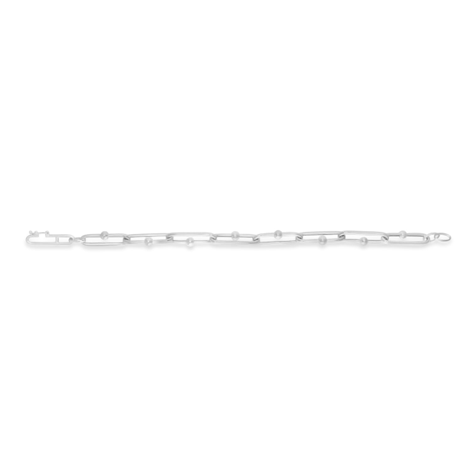 U-Link Paperclip Bead Hardwear Chain Bracelet 14k White Gold