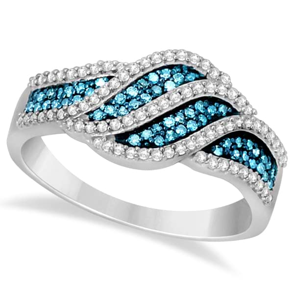 Contemporary White and Blue Diamond Ring Sterling Silver (0.40ct)