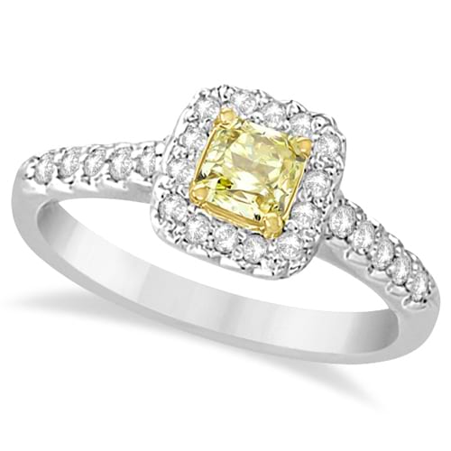 Radiant Yellow Canary Diamond Engagement Ring 14k White Gold (0.75ct)