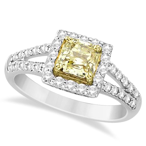 Yellow Diamond Split-Shank Engagement Ring 14k White Gold (1.25ct)
