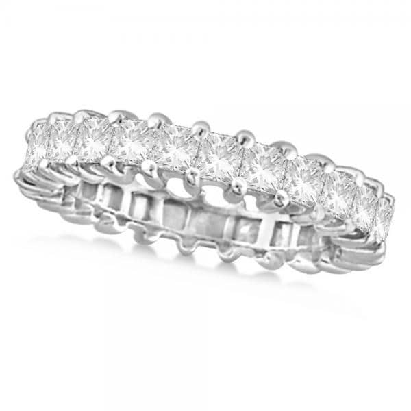 Diamond Accented Princess Cut Eternity Band in 14k White Gold (2.25ct)