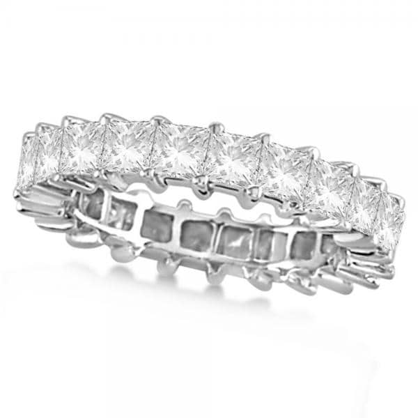 Diamond Accented Princess Cut Eternity Band in 14k White Gold (3.50ct)