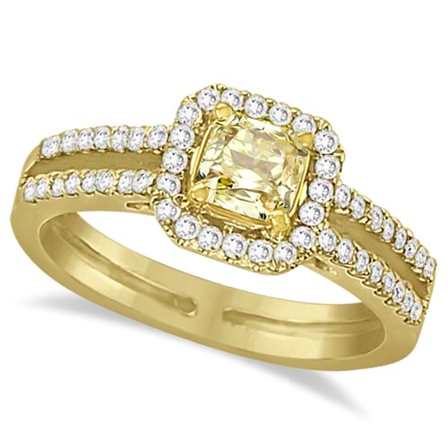 Yellow Diamond Radiant Halo Engagement Ring 18k Yellow Gold (1.00ct)