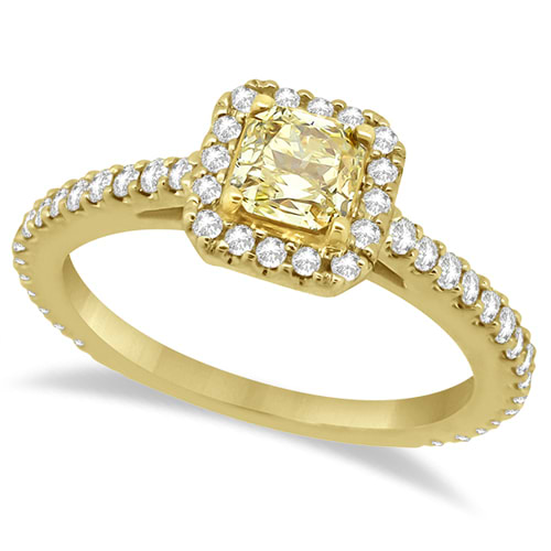 Yellow Diamond Radiant Halo Engagement Ring 18k Yellow Gold (1.00ct)