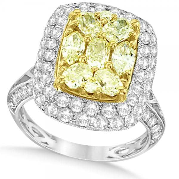 Yellow & White Diamond Fashion Ring in 18k Two Tone Gold (2.90ct)