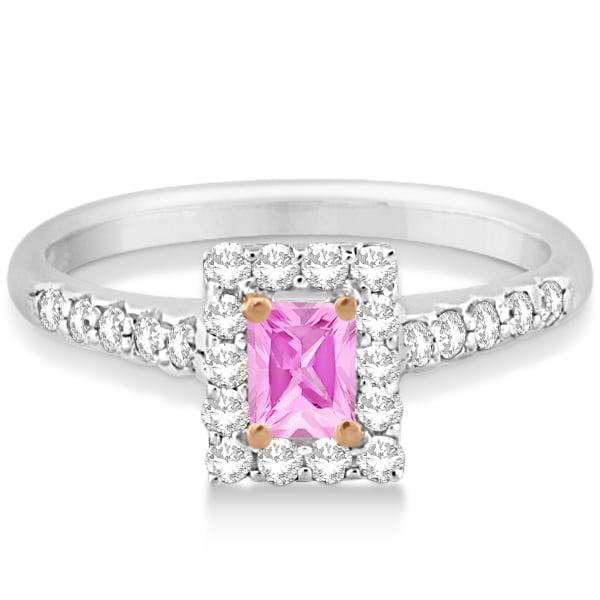 Halo Radiant Cut Pink Diamond Engagement Ring 14K W. Gold 0.70ct