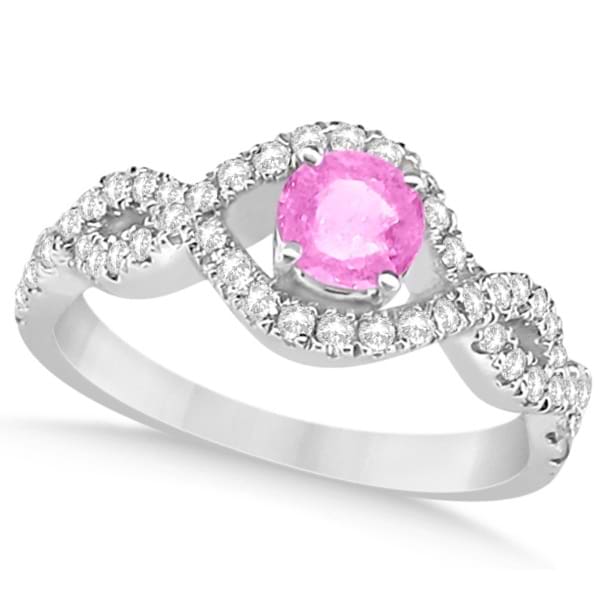 Enhanced Pink Diamond Infinity Engagement Ring 14k White Gold 0.83ct