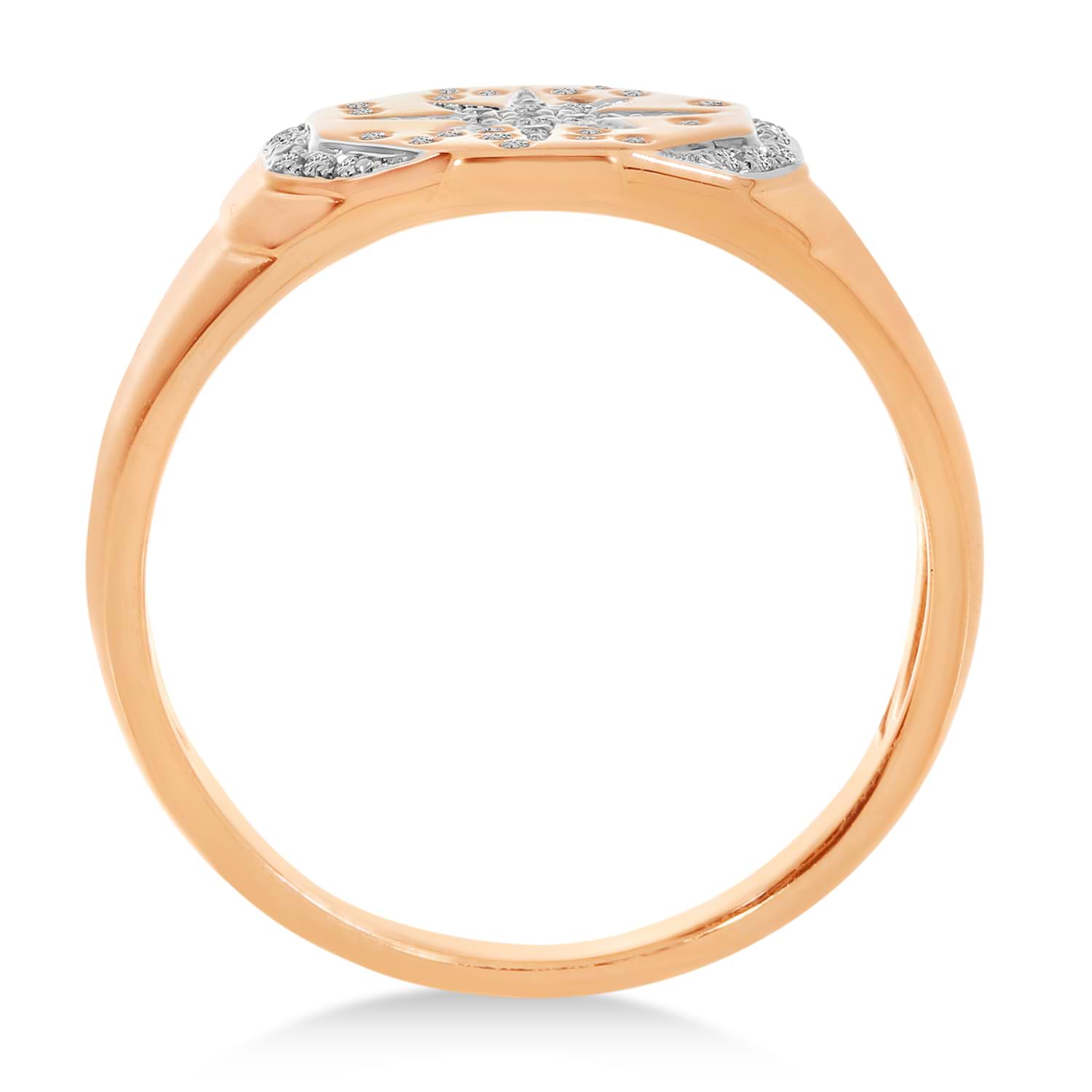 Diamond Starburst Signet Ring 14K Rose Gold (0.14ct)
