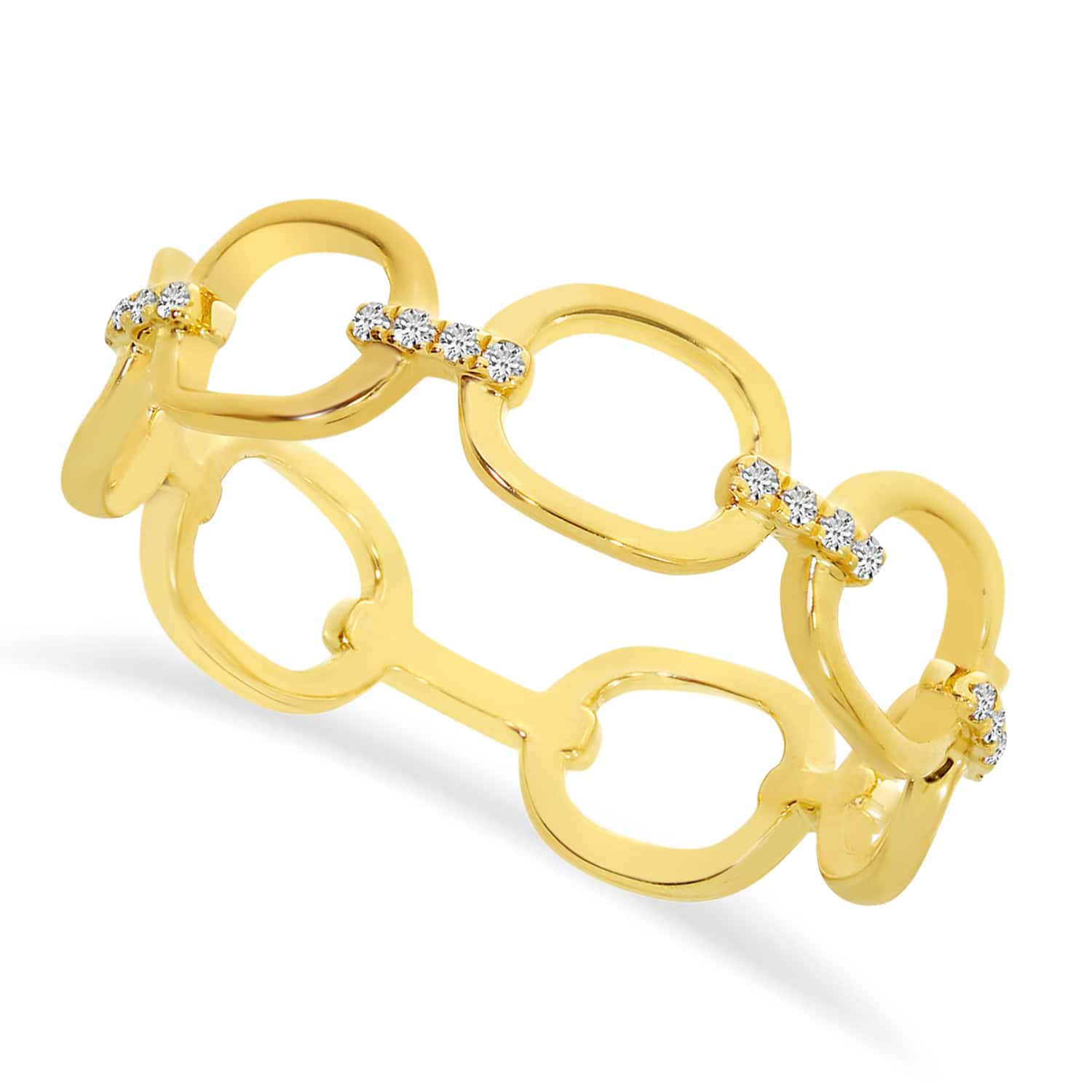 Diamond Circles Paperclip Link Fashion Ring 14k Yellow Gold (0.05ct)