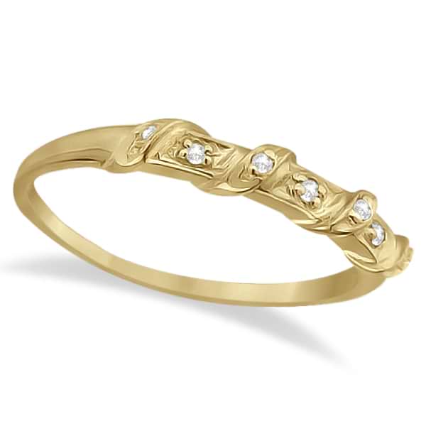 Ladies Diamond Wedding Band Ring 14K Yellow Gold (.02ct)