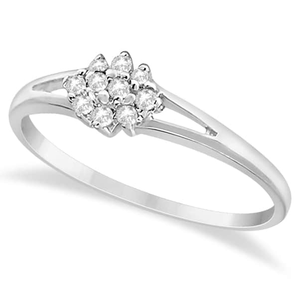 Ladies Diamond Cluster Promise Ring in 14K White Gold (0.10ct)