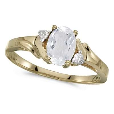 Oval White Topaz and Diamond Accented Ring 14K Yellow Gold (1.00ct)