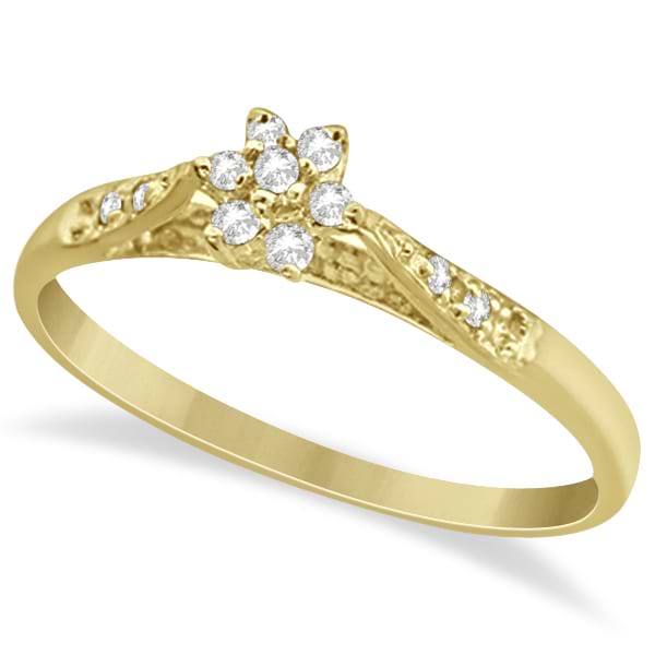 Floral Ladies Diamond Cluster Promise Ring in 14k Yellow Gold (0.10ct)