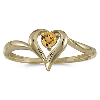 Citrine Heart Right-Hand Ring in 14k Yellow Gold (0.20ct)