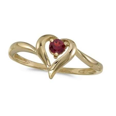 Garnet Heart Right-Hand Ring in 14k Yellow Gold (0.30ct)
