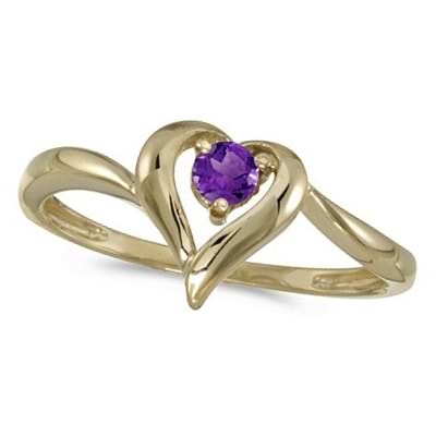 Amethyst Heart Right-Hand Ring in 14k Yellow Gold (0.20ct)