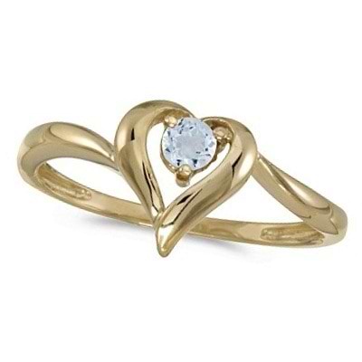 Aquamarine Heart Right-Hand Ring in 14k Yellow Gold (0.23ct)