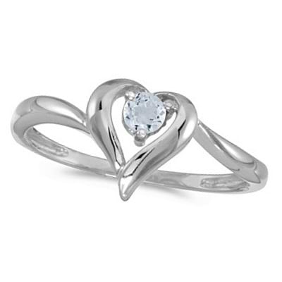 Aquamarine Heart Right-Hand Ring in 14k White Gold (0.23ct)