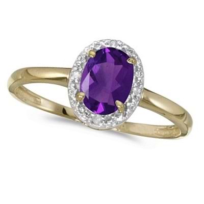 Amethyst and Diamond Cocktail Ring in 14K Yellow Gold (0.80ct)