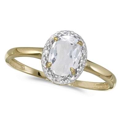 White Topaz and Diamond Cocktail Ring in 14k Yellow Gold (1.00ct)
