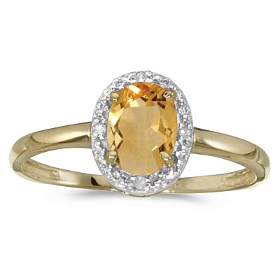 Oval Citrine and Diamond Cocktail Ring in 14K Yellow Gold (0.80ct)