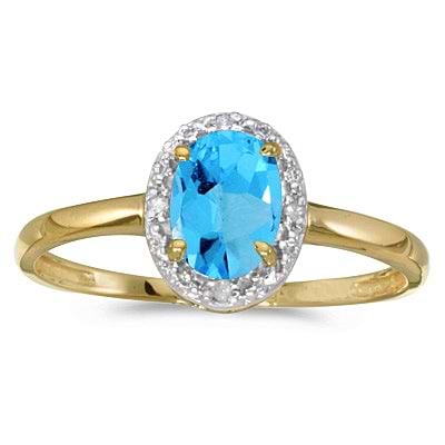 Blue Topaz and Diamond Cocktail Ring in 14K Yellow Gold (1.00ct)