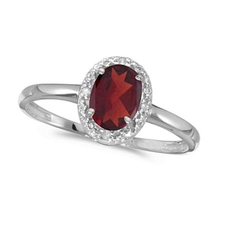 Garnet and Diamond Cocktail Ring in 14K White Gold (0.95ct)