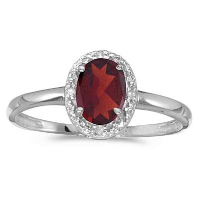 Garnet and Diamond Cocktail Ring in 14K White Gold (0.95ct)
