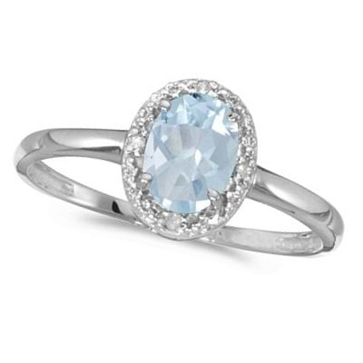 Aquamarine and Diamond Cocktail Ring in 14K White Gold (0.70ct)