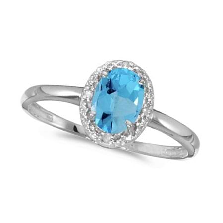 Blue Topaz and Diamond Cocktail Ring in 14K White Gold (1.00ct)