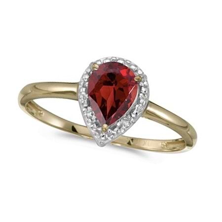 Pear Shape Garnet and Diamond Cocktail Ring 14k Yellow Gold