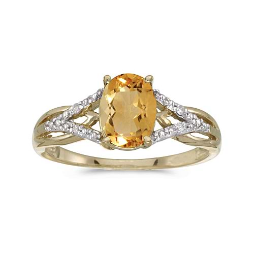 Oval Citrine and Diamond Cocktail Ring 14K Yellow Gold (1.20tcw)