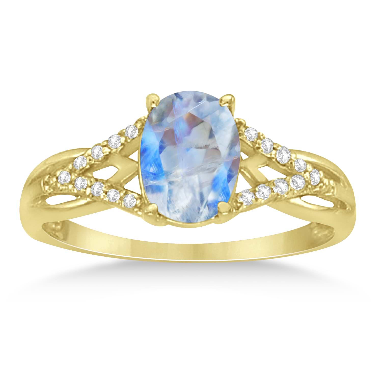Oval Moonstone and Diamond Cocktail Ring 14K Yellow Gold (1.62tcw)